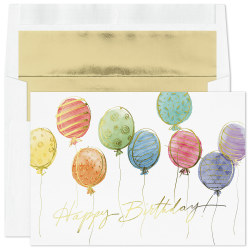 Custom Embellished Birthday Cards And Foil Envelopes, 7 7/8" x 5 5/8", Floating Wish, Box Of 25 Cards