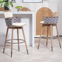 Glamour Home Bechor Fabric Barstool With Back, Beige/Brown