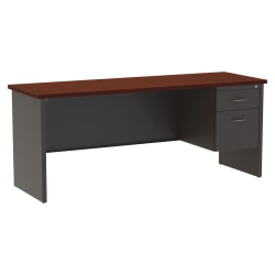 WorkPro® Modular 72"W Right-Pedestal Computer Desk, Charcoal/Mahogany