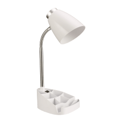 LimeLights Gooseneck Organizer Desk Lamp, Adjustable Height, White Shade/White Base
