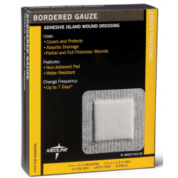 Medline Sterile Border Gauze Pads, 4" x 4", White, 15 Pads Per Box, Case Of 10 Boxes