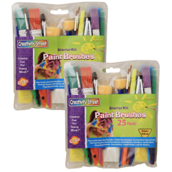 Creativity Street Starter Brush Assortment, Assorted Colors, 25 Brushes Per Pack, Set Of 2 Packs