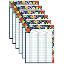 Teacher Created Resources Incentive Charts, 17" x 22", Wildflowers, Pack Of 6 Charts