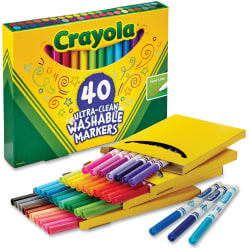 Crayola® Ultra-Clean Washable Markers, Fine Point, Assorted Colors, Set Of 40 Markers