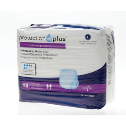 Protection Plus Super Protective Disposable Underwear, Large, 40 - 56", White, Bag Of 18