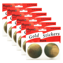 Hayes Publishing Blank Certificate Seals, 2", Gold, 50 Per Pack, Set Of 6 Packs