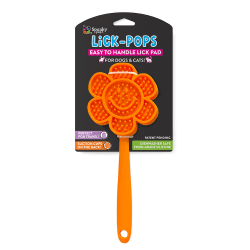 Spunky Pup Lick Pop Pad, Smiley Flower, 7-15/16" x 5-7/16", Orange