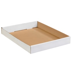 Partners Brand Corrugated Trays, 1 3/4"H x 12"W x 15"D, White, Pack Of 50
