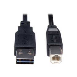Eaton Tripp Lite Series Universal Reversible USB 2.0 Cable (Reversible A to B M/M), 3 ft. (0.91 m) - USB cable - USB Type B (M) to USB (M) - USB 2.0 - 3 ft - molded - black