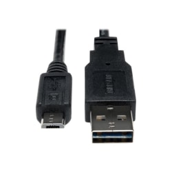 Eaton Tripp Lite Series Universal Reversible USB 2.0 Cable (Reversible A to 5Pin Micro B M/M), 3 ft. (0.91 m) - USB cable - Micro-USB Type B (M) to USB (M) - USB 2.0 - 3 ft - black