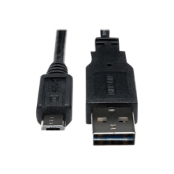 Eaton Tripp Lite Series Universal Reversible USB 2.0 Cable (Reversible A to 5Pin Micro B M/M), 6 ft. (1.83 m) - USB cable - Micro-USB Type B (M) to USB (M) - USB 2.0 - 6 ft - black