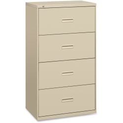 basyx by HON® 400 52-1/2"W Lateral 4-Drawer File Cabinet, Metal, Putty
