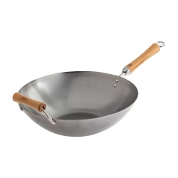Joyce Chen Classic Series Carbon Steel Wok With Birch Handles, 14", Silver