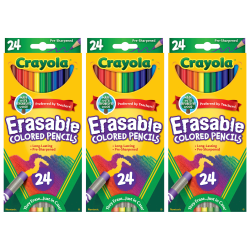 Crayola Erasable Colored Pencils, 24 Per Box, Set Of 3 Boxes
