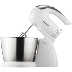 Brentwood 5-Speed Stand Mixer With Stainless Steel Bowl, White/Stainless Steel