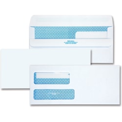 Quality Park No. 9 Double Window Security Tint Envelopes with Self-Seal Closure - Security - #9 - Adhesive - 250 / Box - White
