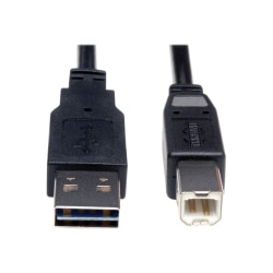 Eaton Tripp Lite Series Universal Reversible USB 2.0 Cable (Reversible A to B M/M), 6 ft. (1.83 m) - USB cable - USB Type B (M) to USB (M) - USB 2.0 - 6 ft - molded - black