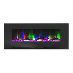 Cambridge® Wall-Mount Electric Fireplace With Multicolor Flames And Driftwood Log Display, 50", Black