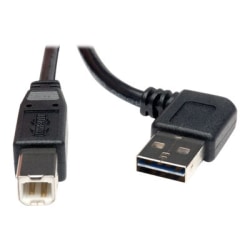 Eaton Tripp Lite Series Universal Reversible USB 2.0 Cable (Right / Left-Angle Reversible A to B M/M), 3 ft. (0.91 m) - USB cable - USB Type B (M) to USB (M) - USB 2.0 - 3 ft - 90° connector, molded, right-angled connector - black