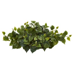 Nearly Natural Philodendron Ledge 13"H Artificial Plant, 13"H x 31"W x 8"D, Green/Green