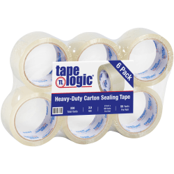 Tape Logic® #350 Industrial Acrylic Tape, 3" Core, 2" x 55 Yd., Clear, Case Of 6