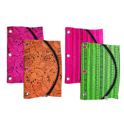 Inkology Tribal Binder Pencil Pouches, 10" x 7", Assorted Colors, Pack Of 6 Pouches