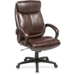Lorell® Ergonomic Bonded Leather High-Back Executive Chair, Brown