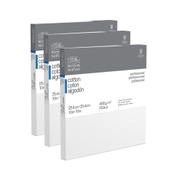 Winsor & Newton Professional Cotton-Stretched Traditional Canvases, 10" x 10", White, Pack Of 3