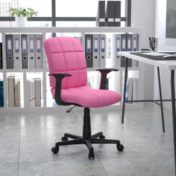 Flash Furniture Quilted Vinyl Mid-Back Swivel Task Chair, Pink/Black