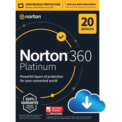 Norton 360 Platinum 100 GB 1 User 20 Device 12 Mo (Windows)