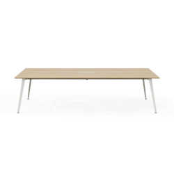 Branch Furniture Rectangle Conference Table, 30"H x 96"W x 48"D, Woodgrain Top/White Base
