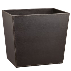 Erwyn Products Cordoba Leatherette Wastebaskets, 16-Quart, Brown, Set Of 6 Wastebaskets