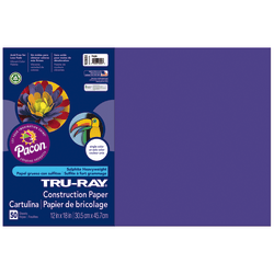 Tru-Ray® Construction Paper, 50% Recycled, 12" x 18", Purple, Pack Of 50