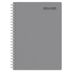2024-2025 Office Depot® Brand Weekly/Monthly Academic Planner, 5" x 8", 30% Recycled, Gray, July 2024 To June 2025