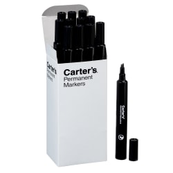 Avery® Carter's™ Permanent Markers, Chisel Tip, Large Desk-Style Size, Black