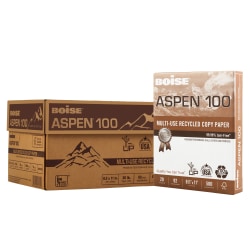 Boise® ASPEN® 100 Multi-Use Printer & Copy Paper, 10 Reams, White, Letter Size, 200000 Sheets Per Pallet, 20 Lb, 92 Brightness - 054922-519SKD