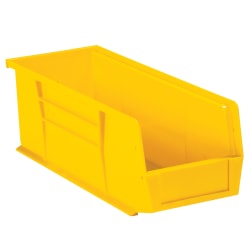 Partners Brand Plastic Stack & Hang Bin Boxes, Small Size, 14 3/4" x 5 1/2" x 5", Yellow, Pack Of 12