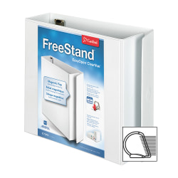 Cardinal® Freestand™ Easy-Open ClearVue™ Locking 3-Ring Binder, 3" Slant Rings, White