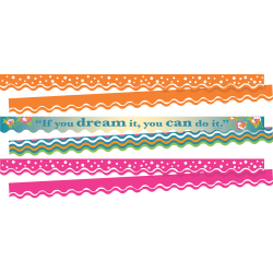 Barker Creek Double-Sided Scalloped Borders, 2-1/4" x 36", Dream It, 13 Strips Per Pack, Set Of 3 Packs
