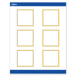 Avery® Print-To-The-Edge Labels With Sure Feed® Technology, S00-DJB-PRWMP10, Square, 3" x 3", Matte White, Preprinted Gold Beads Design, Pack Of 60