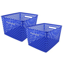 Romanoff Woven Basket, Large, Blue, Pack Of 2