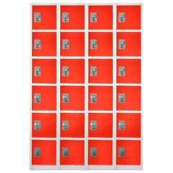 Alpine 6-Tier Steel Lockers, 72"H x 12"W x 12"D, Red, Pack Of 4 Lockers