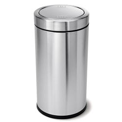 simplehuman Swing-Top Commercial Trash Can, 14.5 Gallons, 29.2" x 14.8", Brushed Heavy-Gauge Stainless Steel