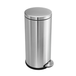 Simplehuman - Trash can - round - flip lid - 7.9 gal - foot pedal - stainless steel - stainless steel