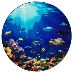 Carpets for Kids® Pixel Perfect Collection™ Explore The Ocean Seating Round Rug, 6' x 6', Blue