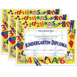 Hayes Publishing Kindergarten Diploma, 8.5" x 11", 30 Per Pack, Set Of 3 Packs