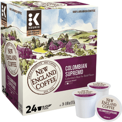 New England Coffee Single-Serve K-Cups, Medium Roast, Colombian Supremo, Box Of 24 K-Cups