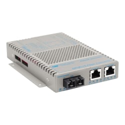 Omnitron OmniConverter GPoE+/S - Fiber media converter - GigE - 10Base-T, 100Base-FX, 100Base-TX, 1000Base-T, 1000Base-X - RJ-45 / SC single-mode - up to 7.5 miles - 1310 nm