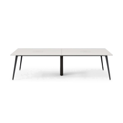 Branch Furniture Quad Computer Desk, 120" x 60", White/Charcoal