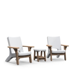 Mayne Mesa Resin And Wood Outdoor Furniture 3-Piece Patio Conversation Set, 37-3/4"H x 33"W x 36-5/8"D, White